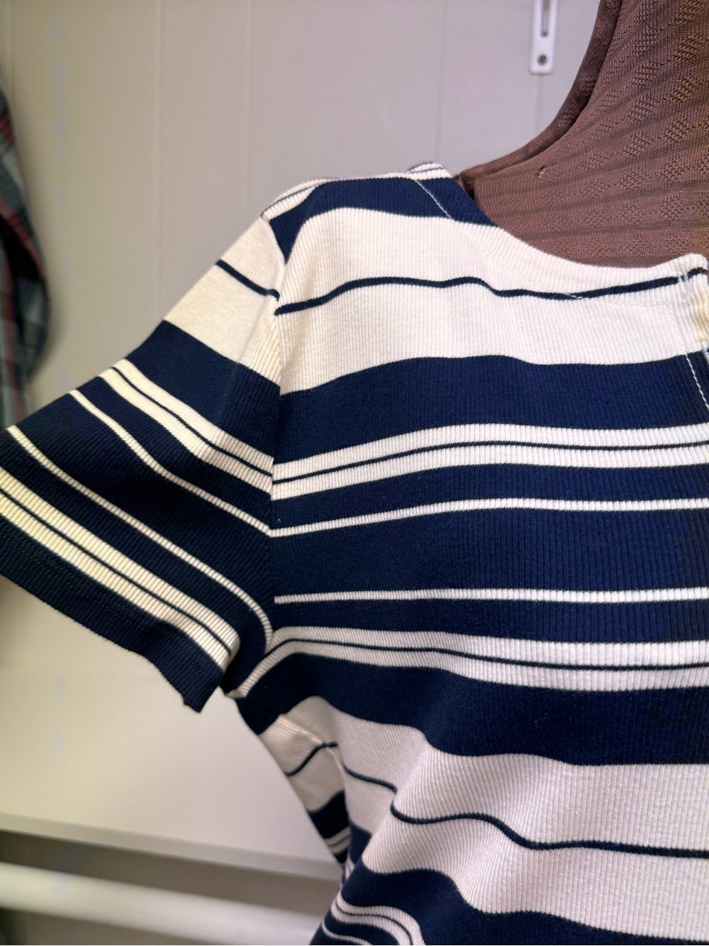 Lauren Ralph Lauren Navy and White Striped Short-Sleeve Top Size XL - Picture 8 of 12